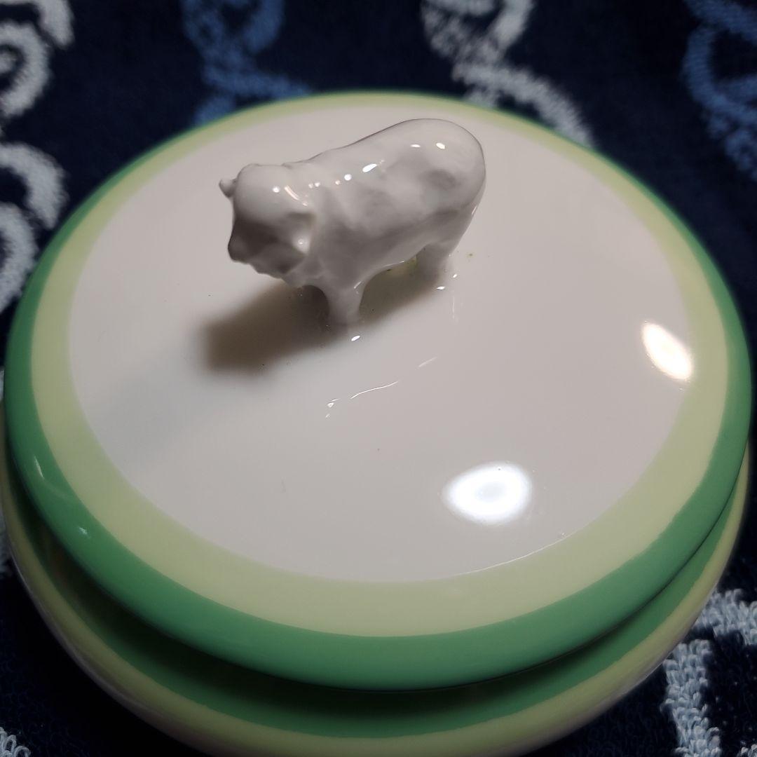 大倉陶園　蓋つき小物入れ　羊　ひつじ　オークラ　OKURA CHINA 陶器