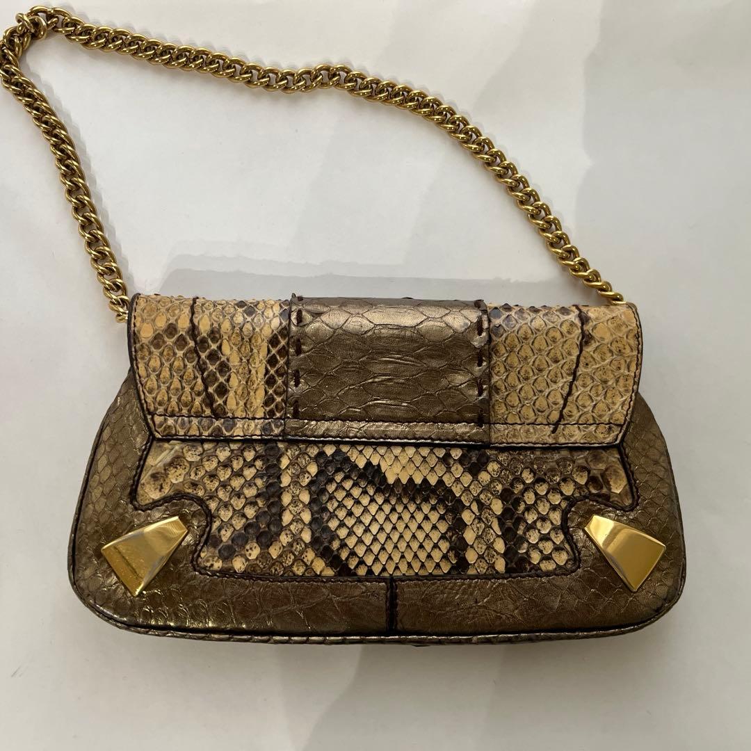 ドルチェ&ガッバーナ パイソン柄　蛇柄　クラッチ　チェーン付