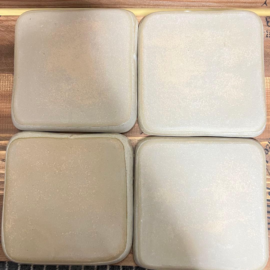 東峯未央さん 益子焼 お皿 スクエア 象嵌