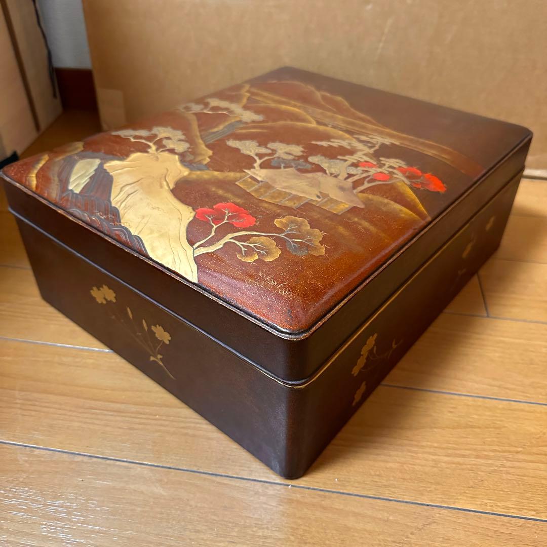 金蒔絵吉野山図硯箱 明治時代-19世紀頃 硯 水滴 双鹿 内梨子地漆器文房具