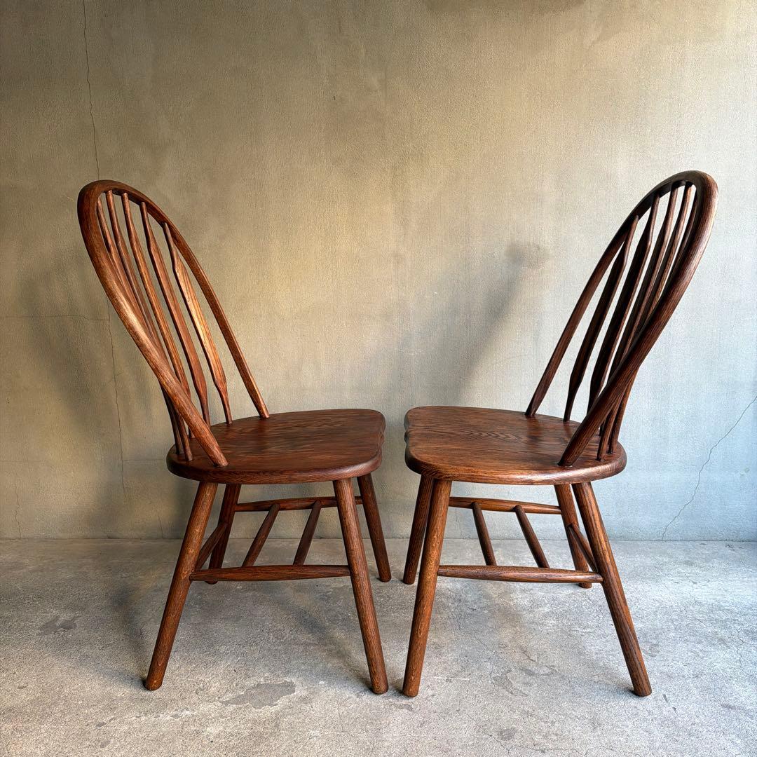 美品　Shin Lee シンリー ダイニングチェア ウィンザー　オーク材　2脚