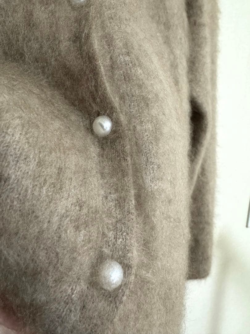 フォックスカシミヤ100％ カーディガン　ミルクティー