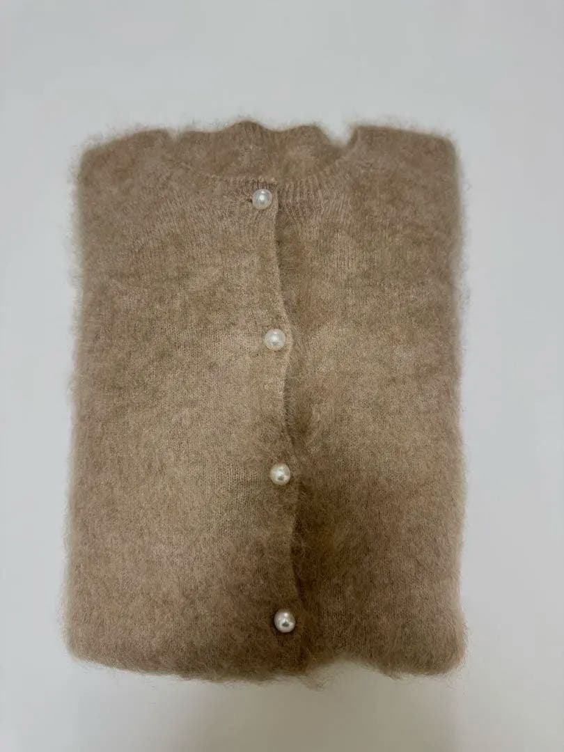 フォックスカシミヤ100％ カーディガン　ミルクティー