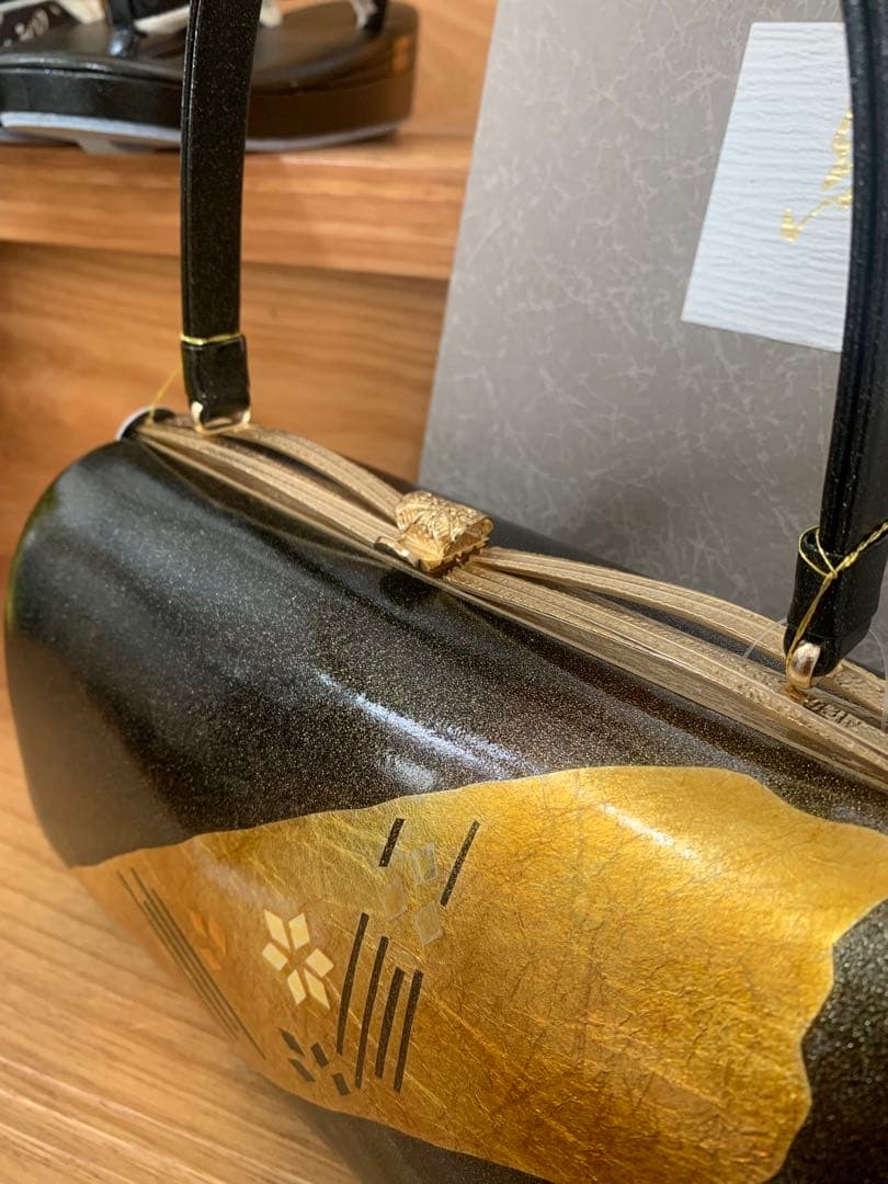 新品未使用タグ付　草履バッグ　セット ゴールド　紗織　Ｌ　ブラック　留袖　七五三