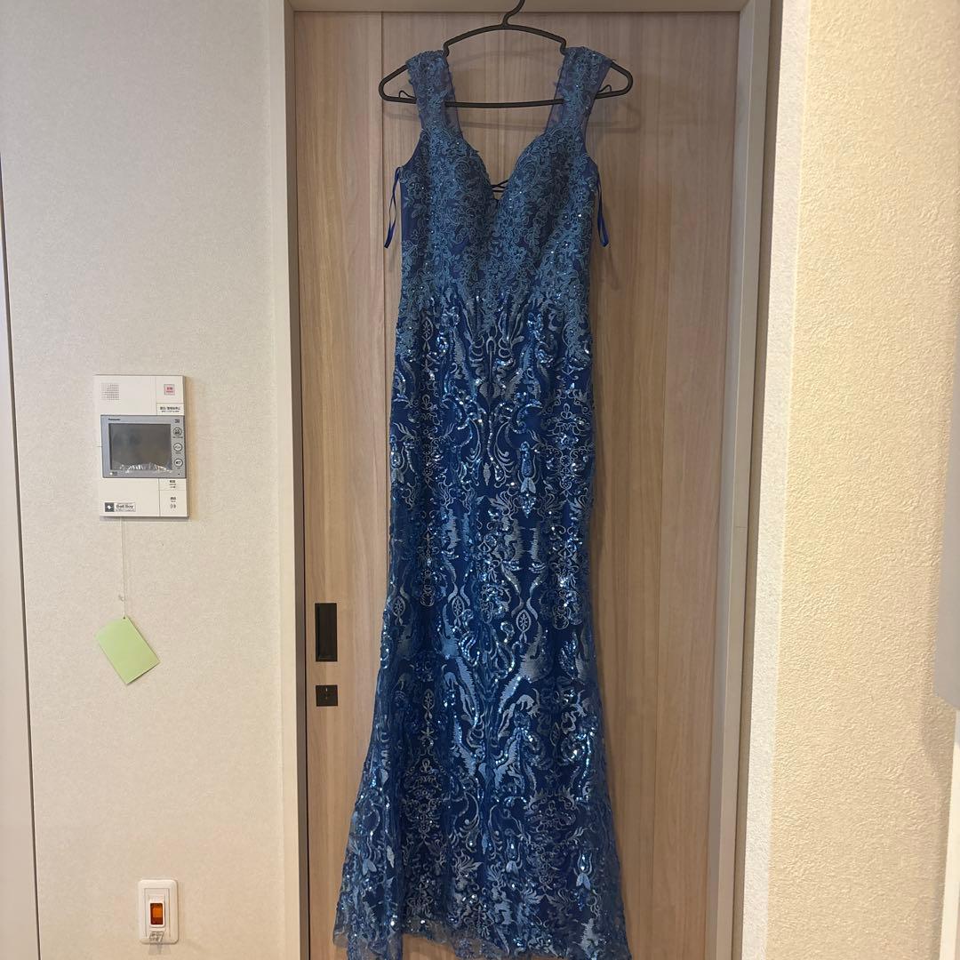 最終値下げ JEANMACLEAN/ジャンマクレーン 青刺繍ノースリーブドレス