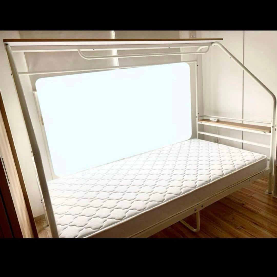 システムベッド　デスク付　充電ポート　ベッドフレーム　巣ごもりベッド　シングル